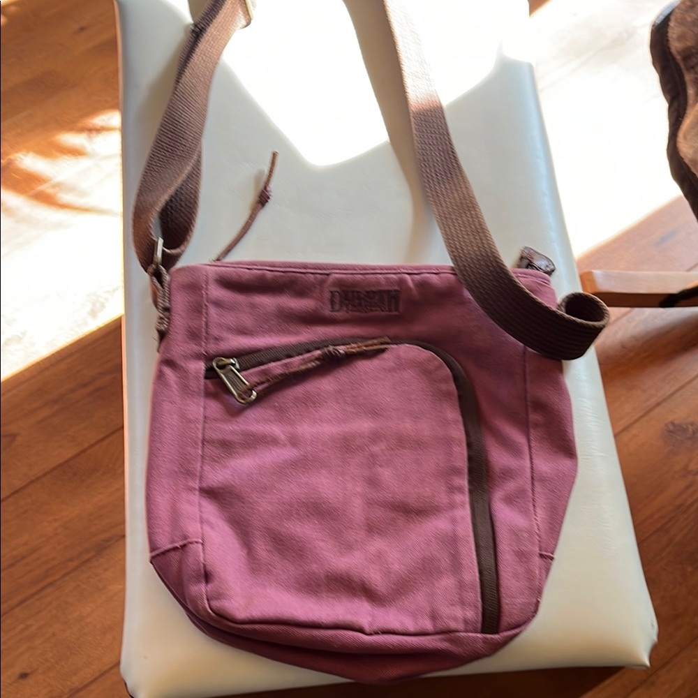 Mauve and Brown Mini Bag with Adjustable Strap